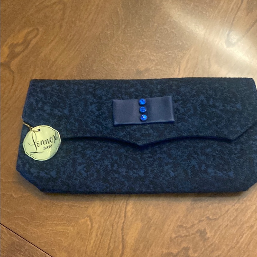 Elegant Blue Clutch with Bow Accent Vintage